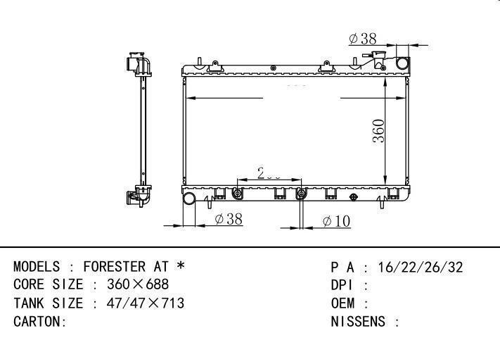  car radiator for  FORESTER AT