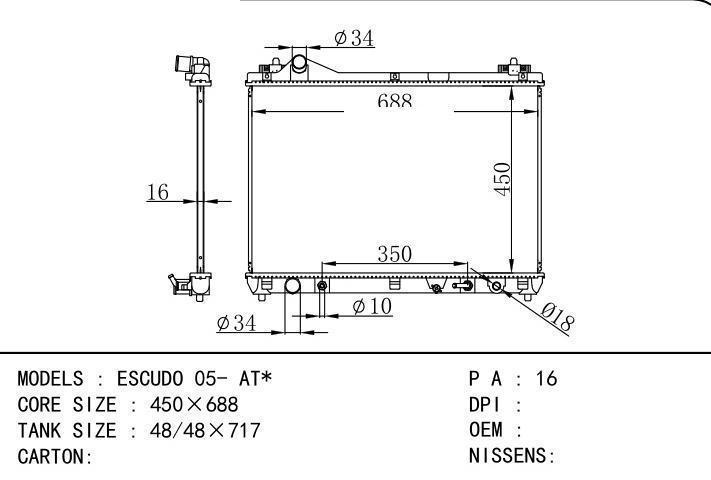 car radiator for SUZUKI ESCUDO 05- AT